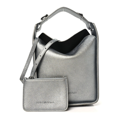 Balenciaga Metallic Calfskin XS Tool 2.0 North-South Tote Silver