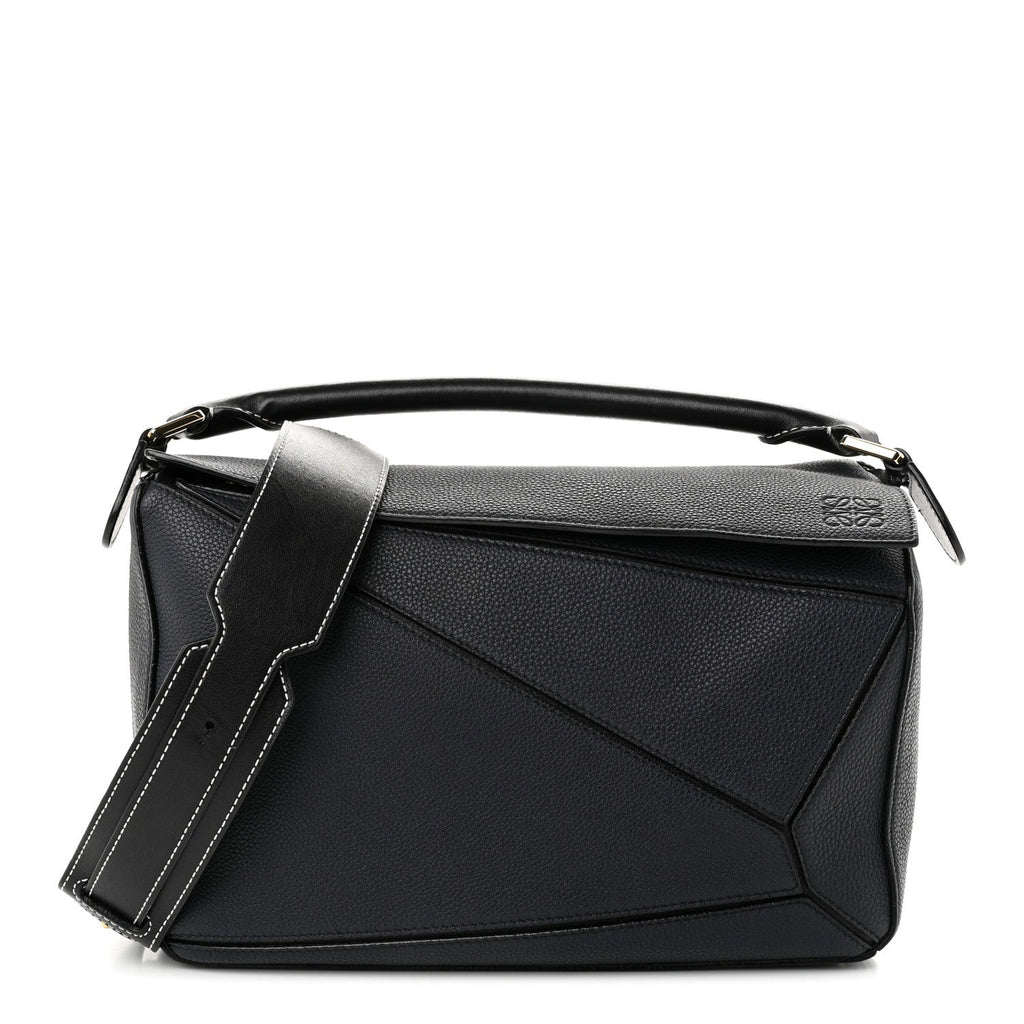 Loewe Calfskin Medium Puzzle Bag Midnight Blue Black