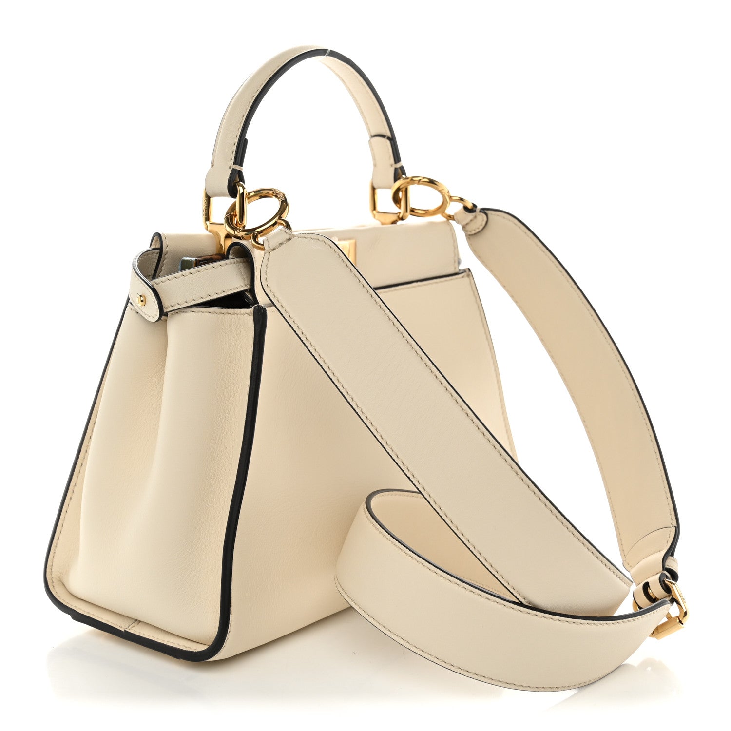 Fendi Vitello Seta Suede FF Mini Peekaboo Iconic Satchel Uovo Sigaro Marrone