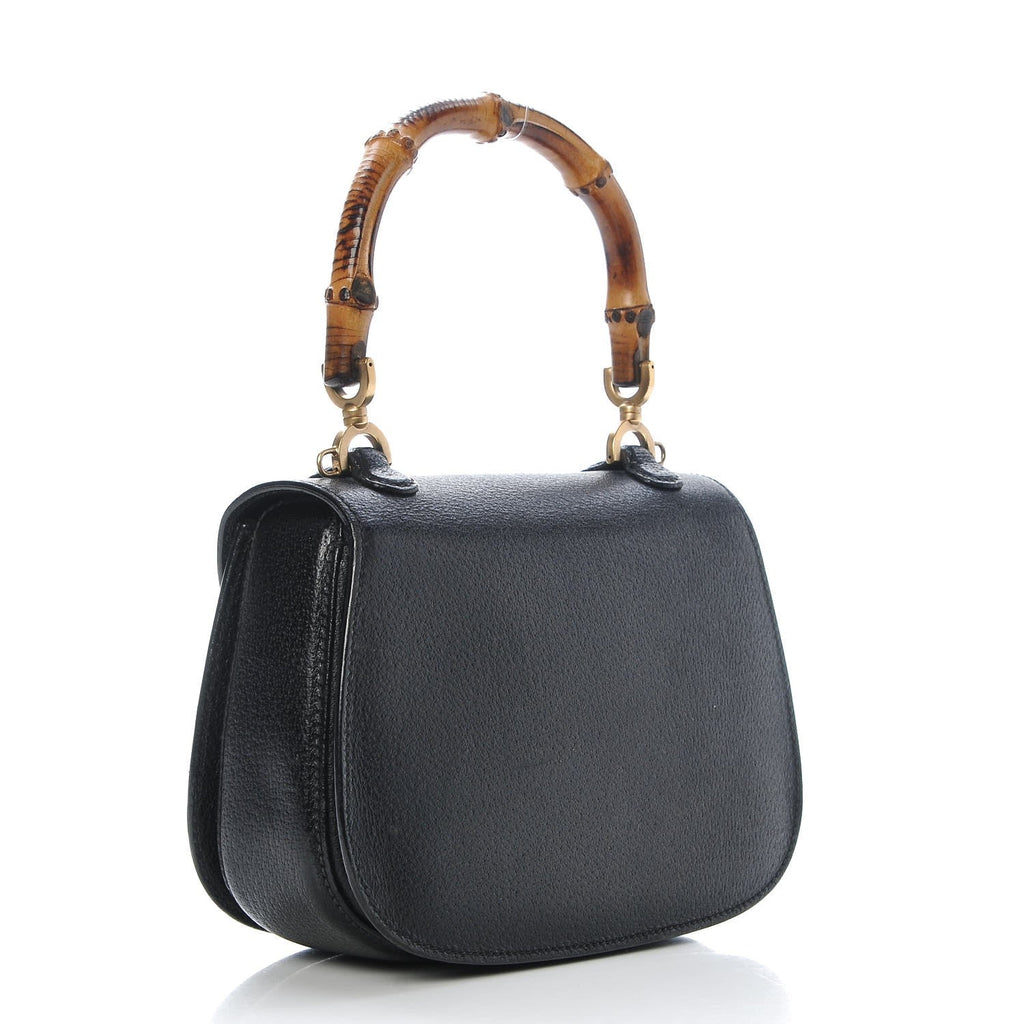 Gucci Bamboo 1947 Small top handle bag black back view