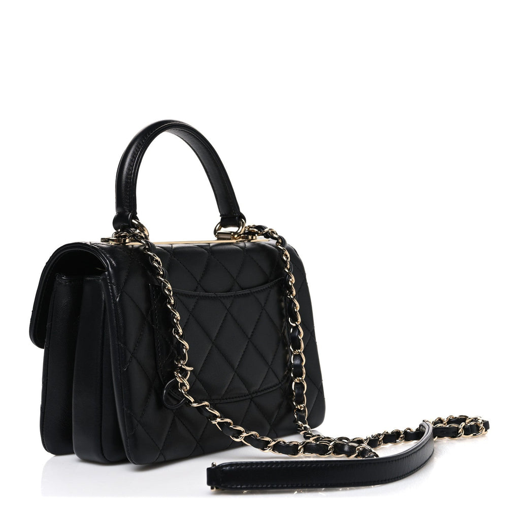 Chanel Lambskin Quilted Mini Trendy CC Dual Handle Flap Bag Black