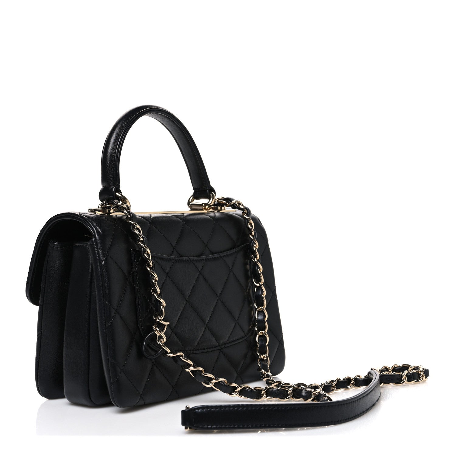 Chanel Lambskin Quilted Mini Trendy CC Dual Handle Flap Bag Black