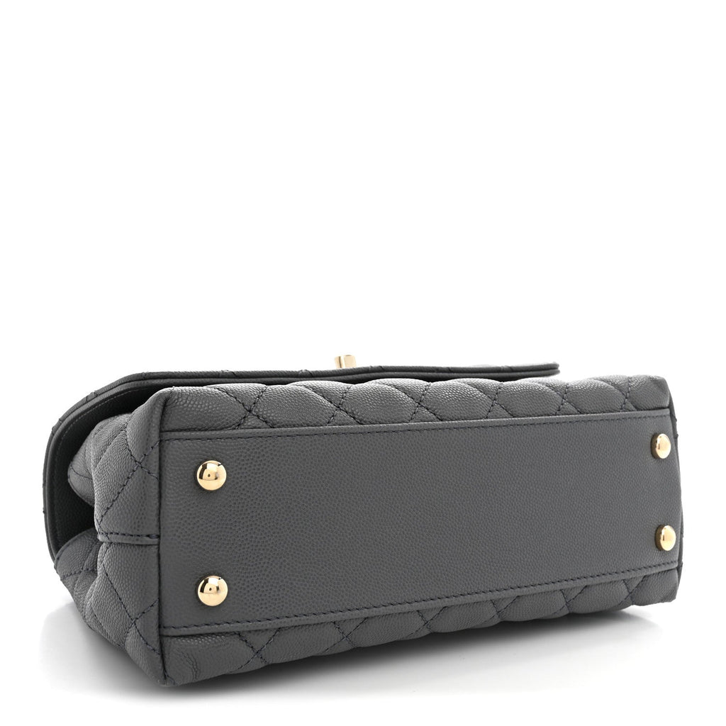 Chanel Caviar Quilted Mini Coco Handle Flap Grey