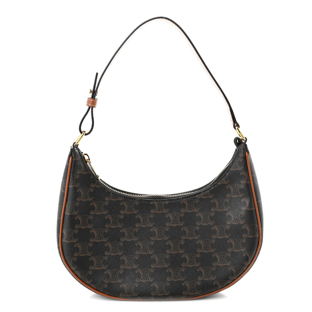 Celine Triomphe Canvas Calfskin Ava Shoulder Bag Tan