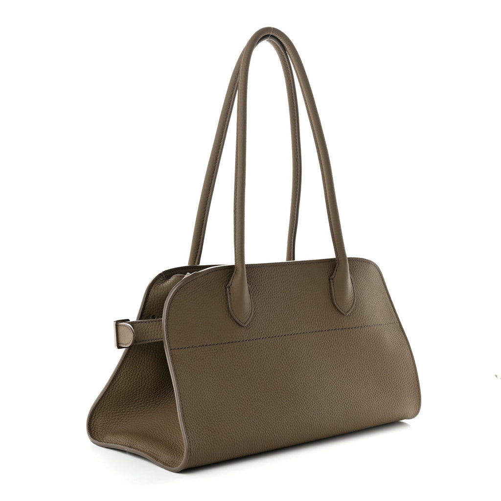 The Row Matte Grained Calfskin Margaux Shoulder 12 Dark Taupe