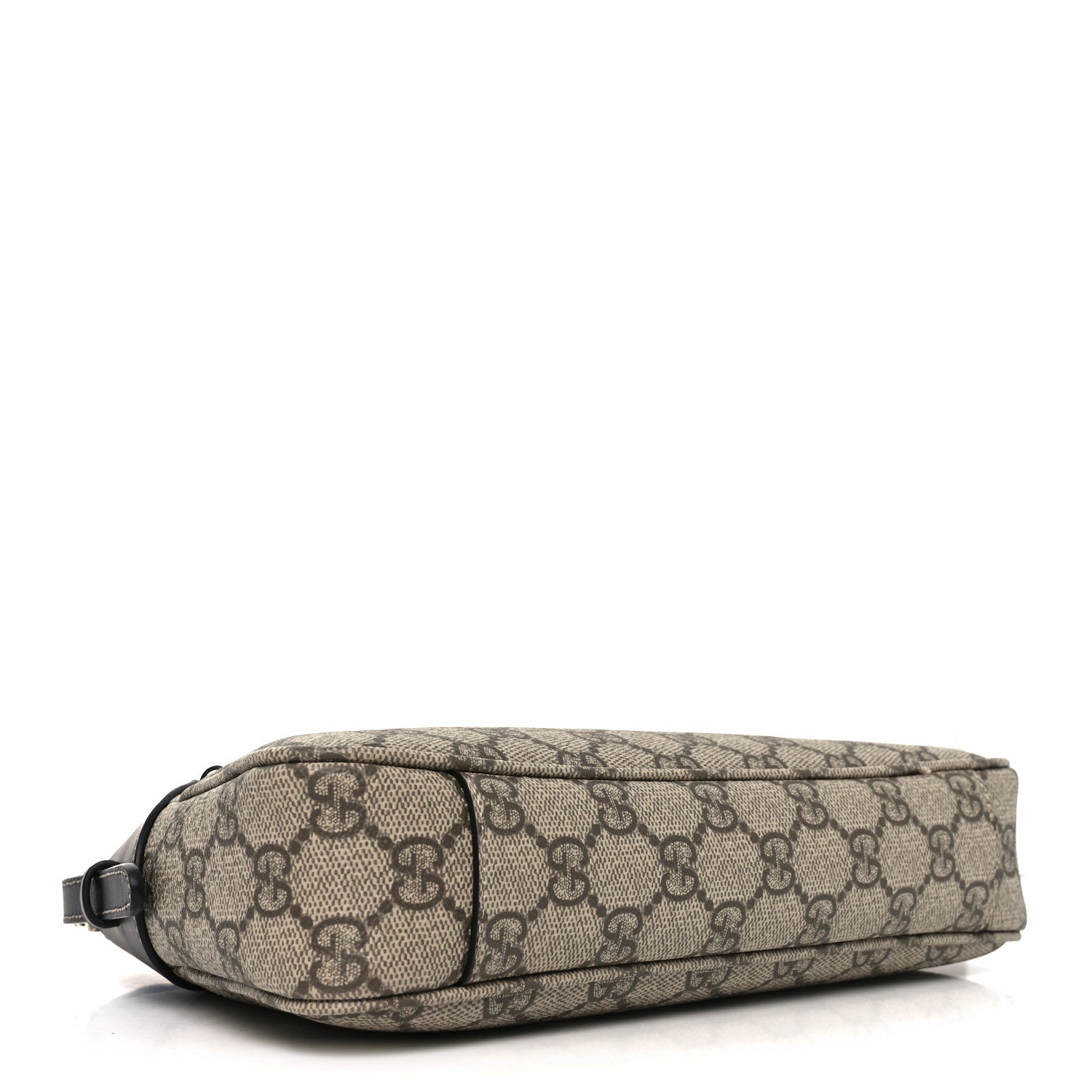Gucci GG Supreme Monogram Textured Calfskin Small Emblem Shoulder Bag Beige Black