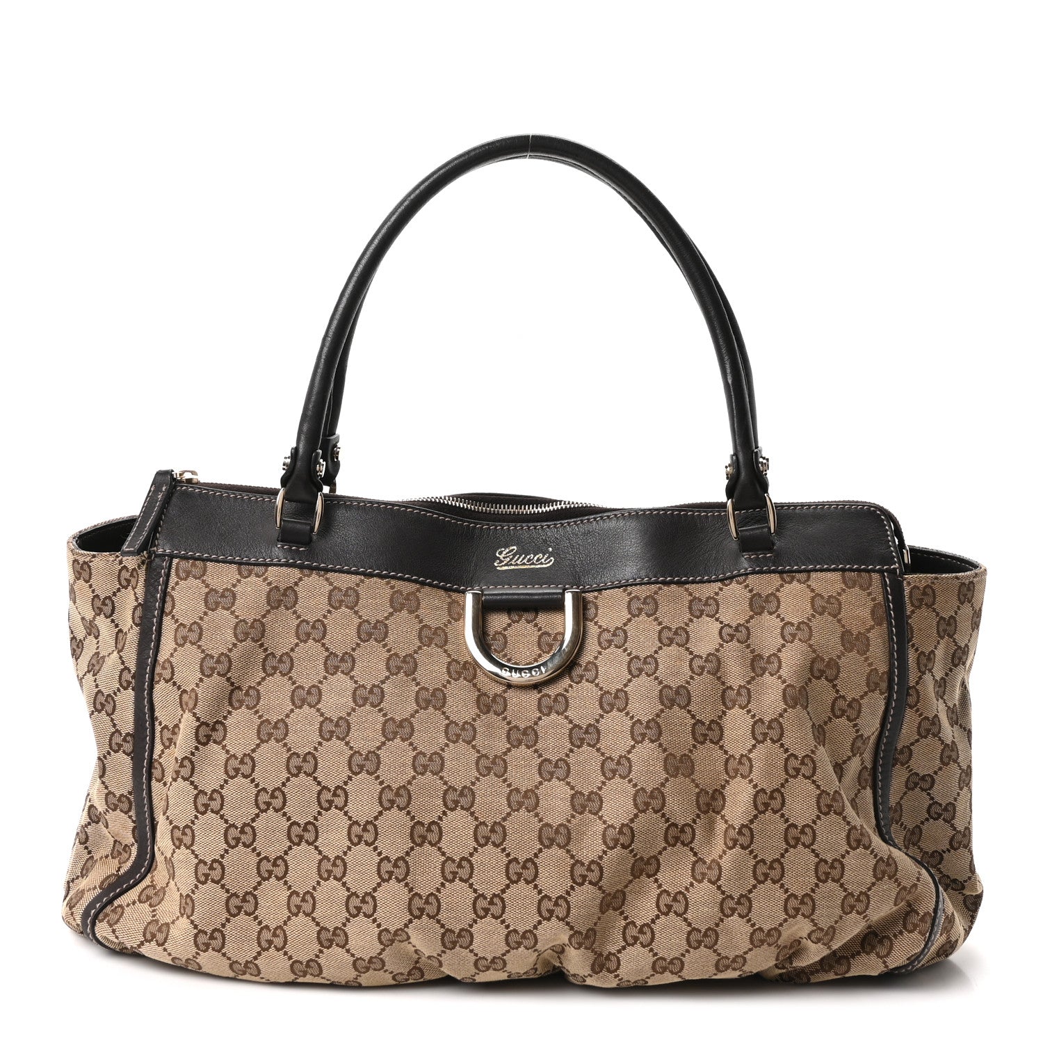 Gucci Monogram D Gold Tote Dark Brown