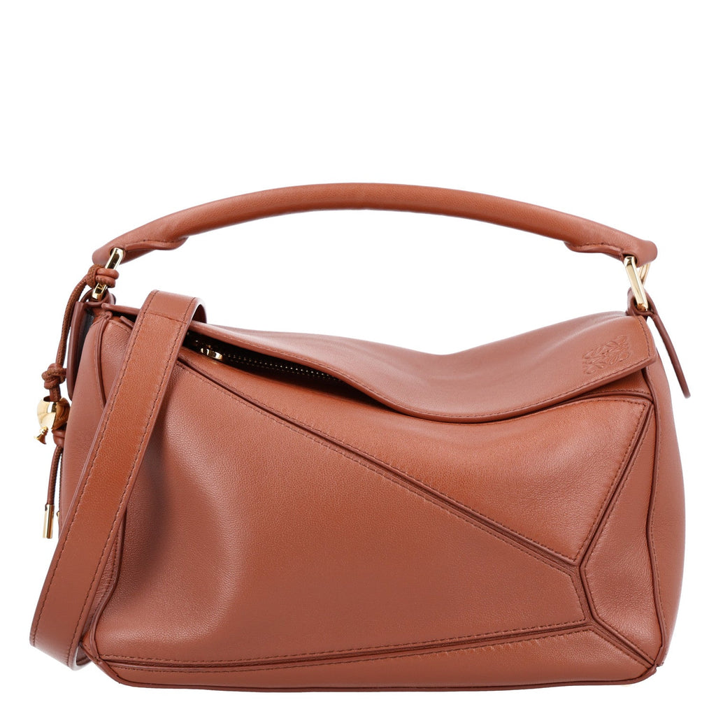 Loewe Nappa Lambskin Small Featherlight Puzzle Bag Pecan