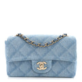 Chanel Printed Denim Quilted Mini Rectangular Flap Light Blue