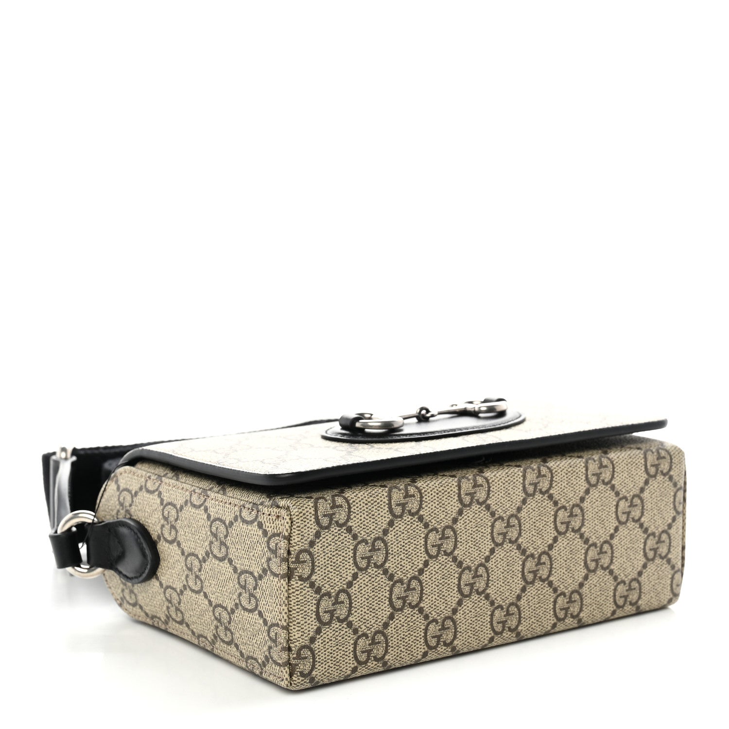 Gucci GG Supreme Monogram Mini Horsebit 1955 Shoulder Bag Beige Ebony Black