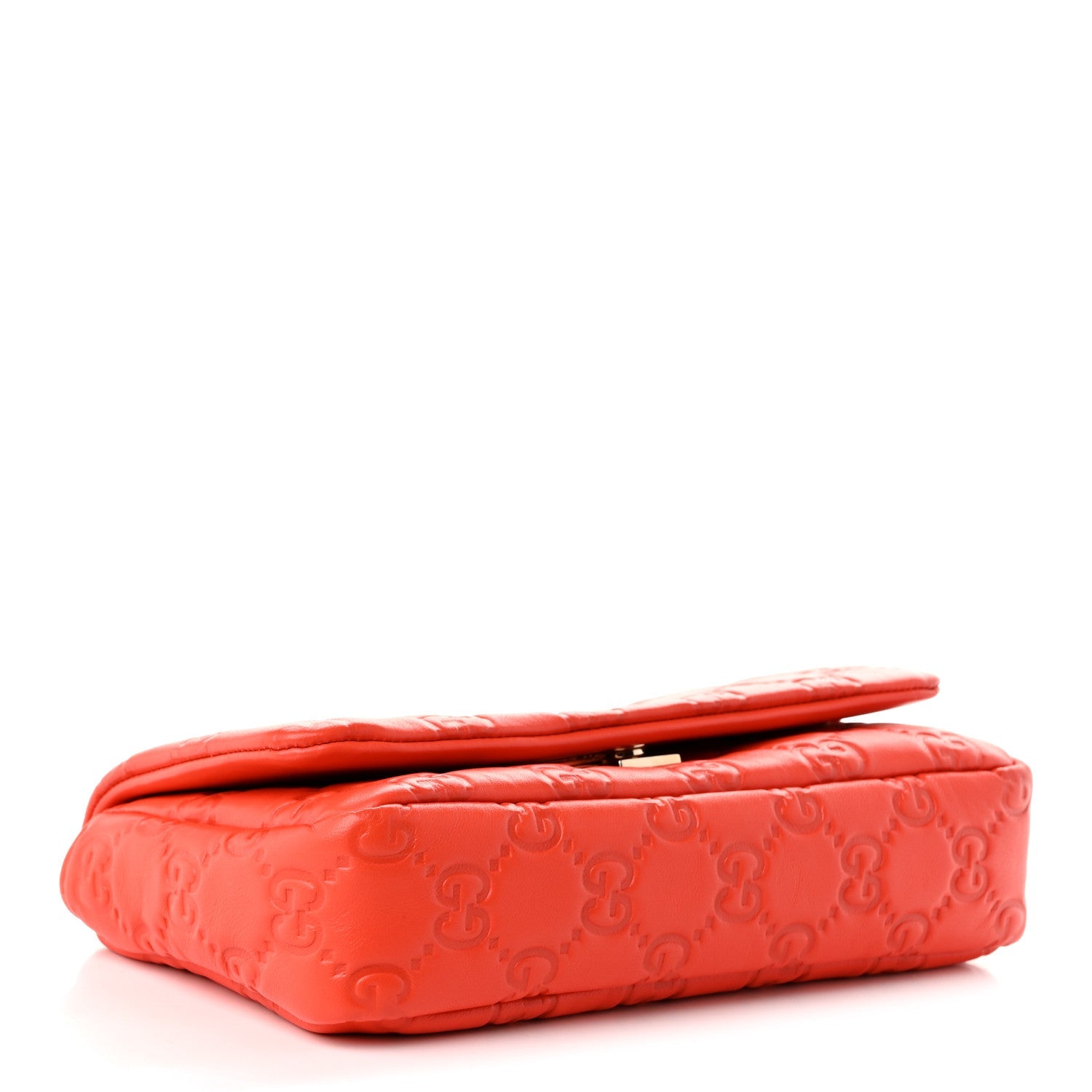 Gucci Lambskin Embossed Mini GG Milano Top Handle Shoulder Bag Orange