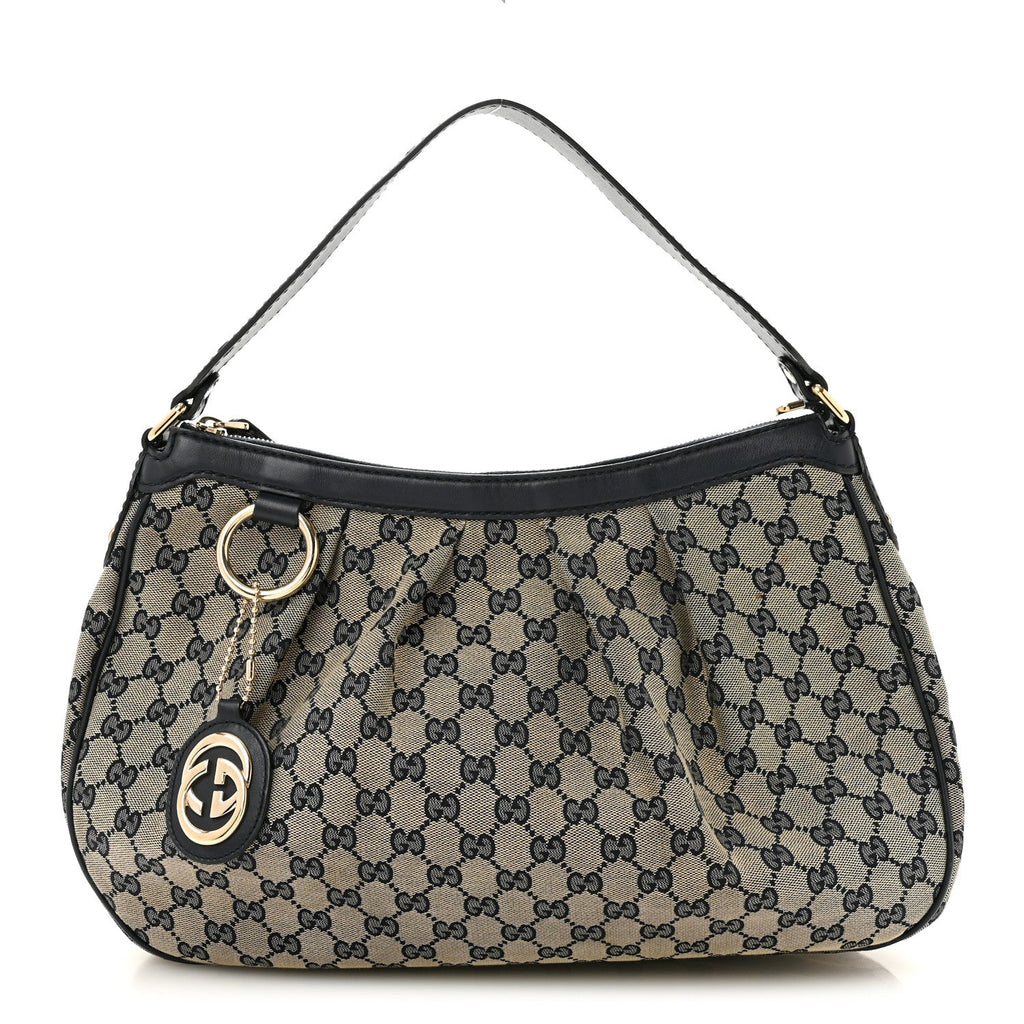 Gucci Monogram Medium Sukey Hobo Navy