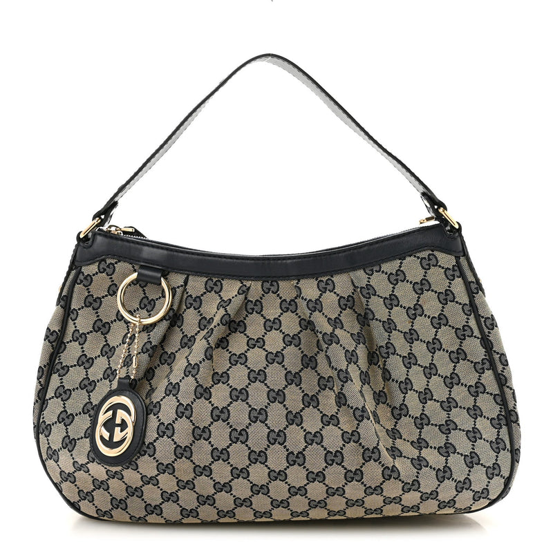 Gucci Monogram Medium Sukey Hobo Navy