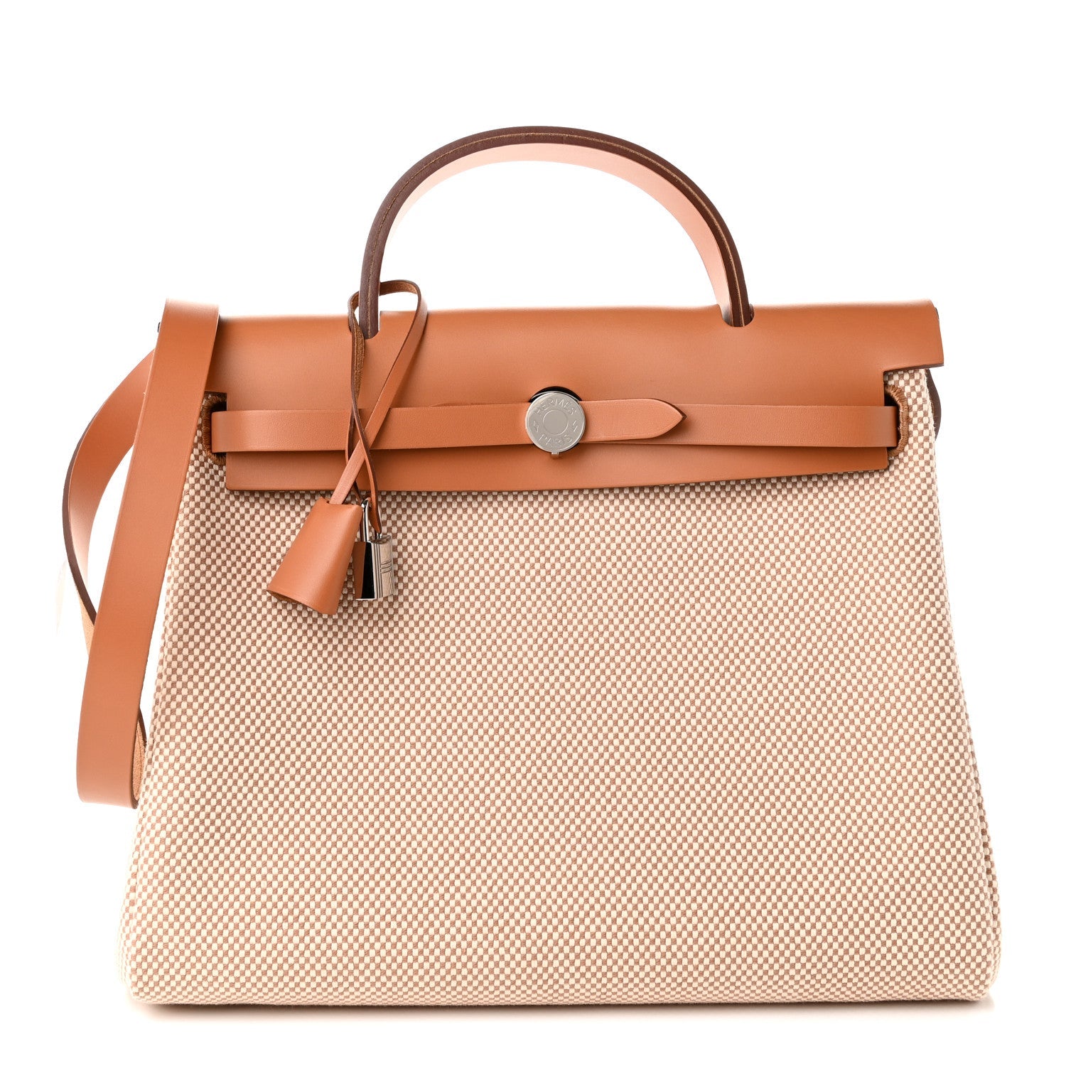 Hermès Vache Hunter Criss Viking Herbag Zip Retourne 31 PM Ecru Beige Naturel