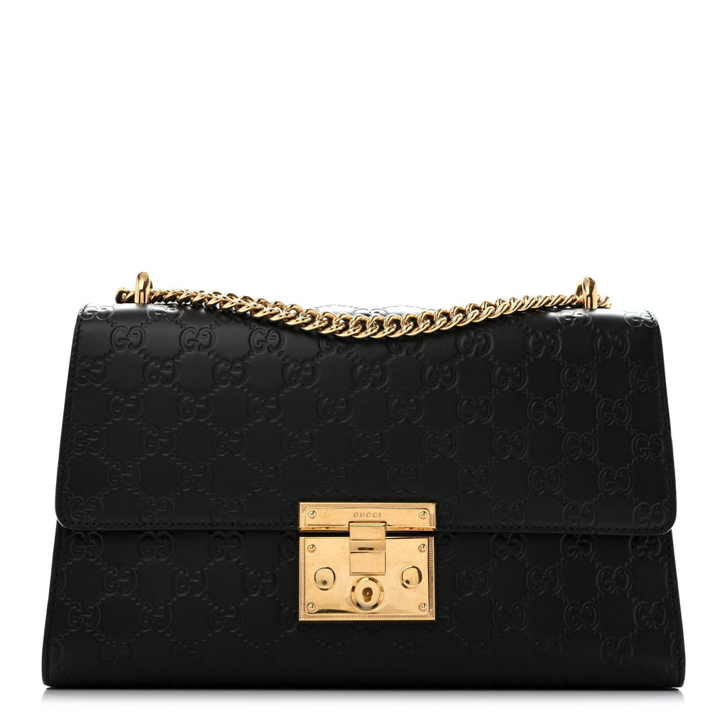 Gucci Guccissima Medium Padlock Shoulder Bag Black