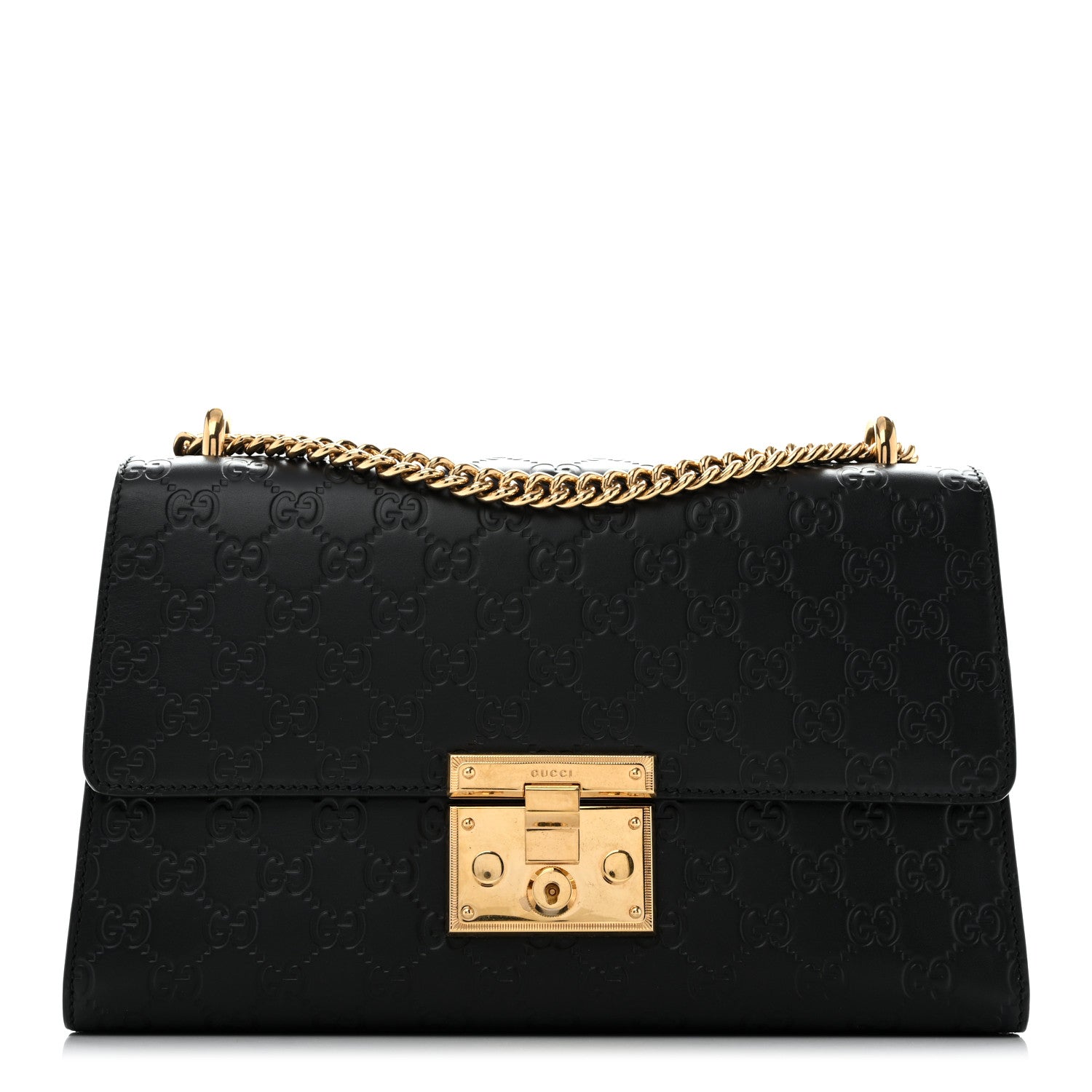 Gucci Guccissima Medium Padlock Shoulder Bag Black