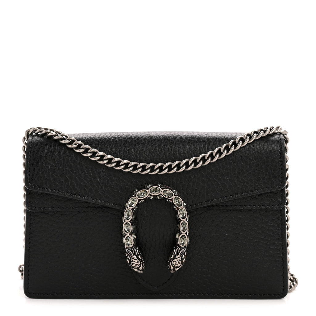 Gucci Calfskin Super Mini Dionysus Shoulder Bag Black