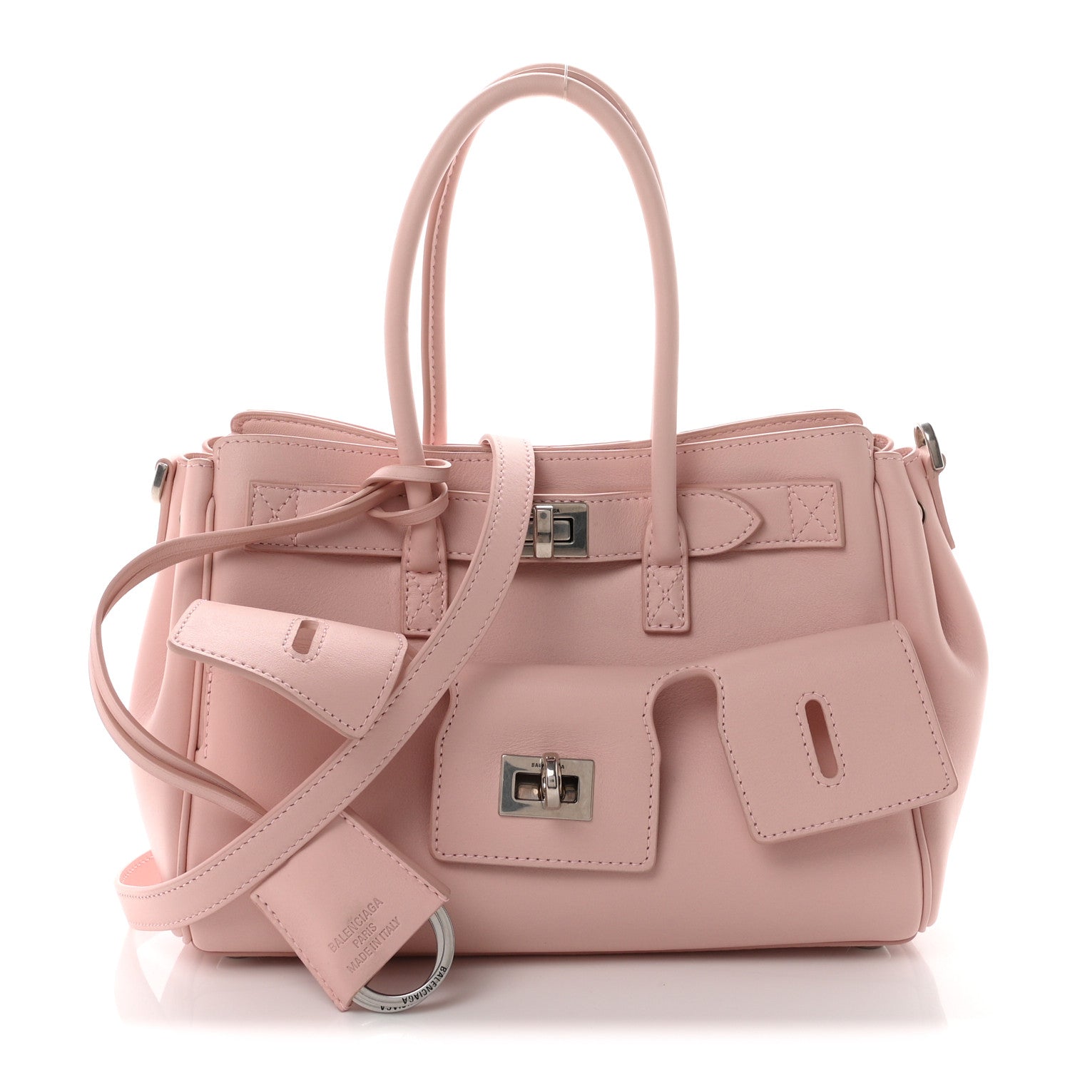Balenciaga Mini Bel Air Carry All Bag Suede Pink front view