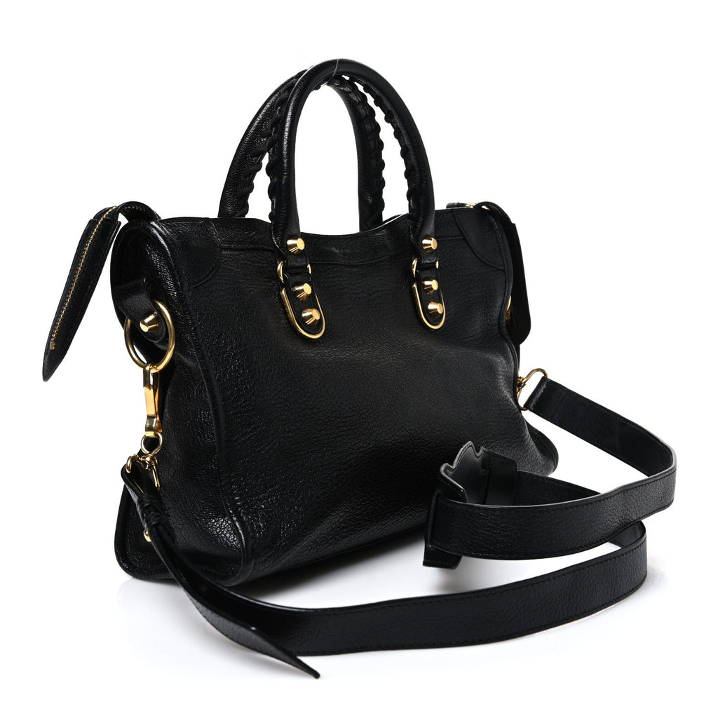 Balenciaga Chevre Gold Metallic Edge Hardware S City Black