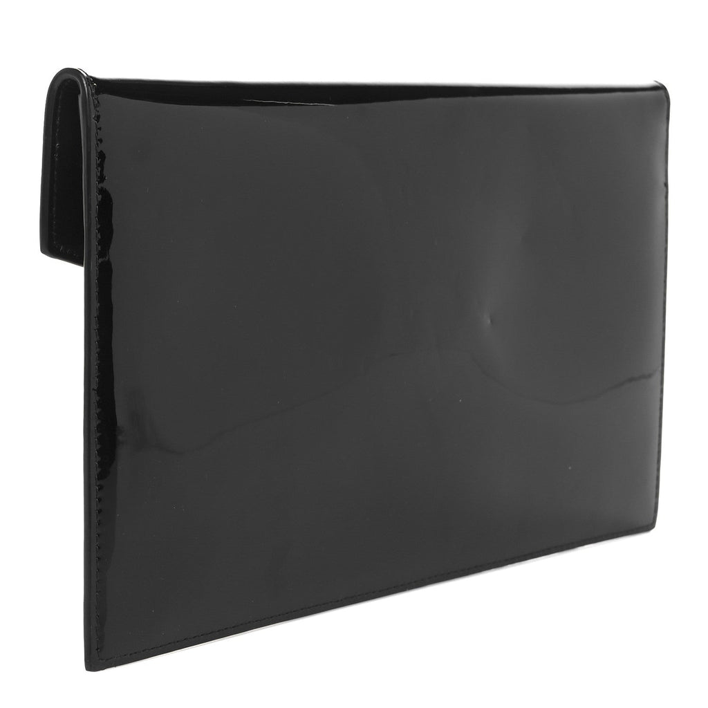 Saint Laurent Patent Calfskin Monogram Uptown Clutch Black