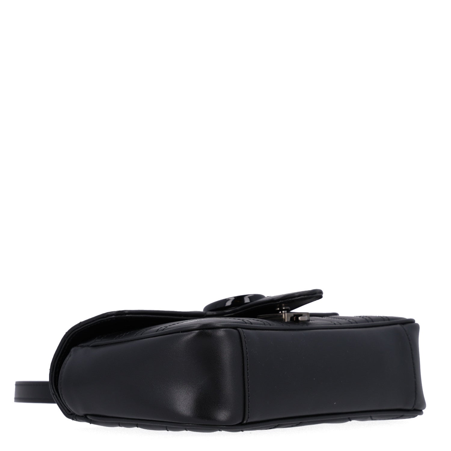 Gucci Calfskin Matelasse Monochrome Mini GG Marmont Shoulder Bag Black