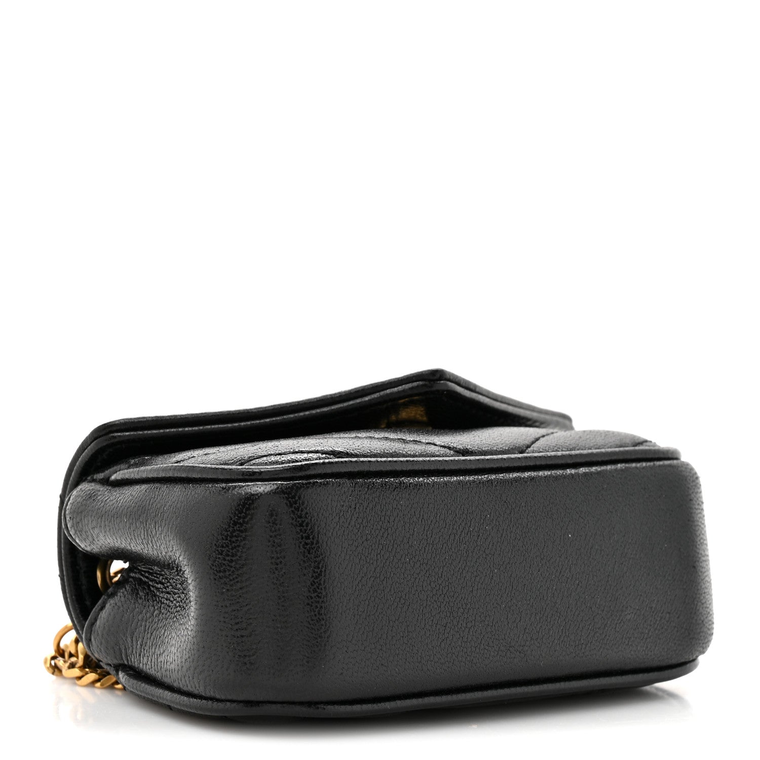 Saint Laurent Lambskin Chevron Quilted Micro LouLou Black