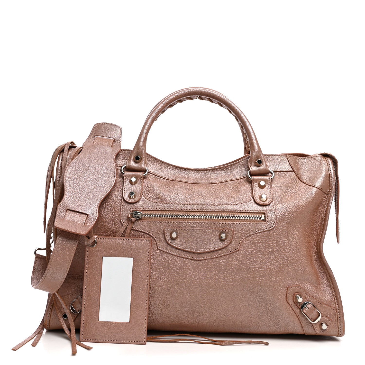 Balenciaga Pearlescent Goatskin Classic Palladium Hardware City Rose Rose Light