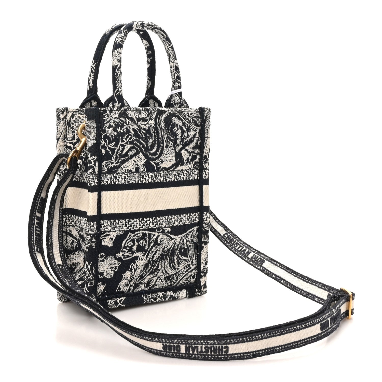 Dior Toile de Jouy Mini Book Tote Phone Bag Blue side view