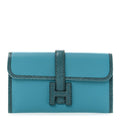Hermès Swift Lizard Jige Elan Touch Duo Clutch Bleu Paon Mykonos