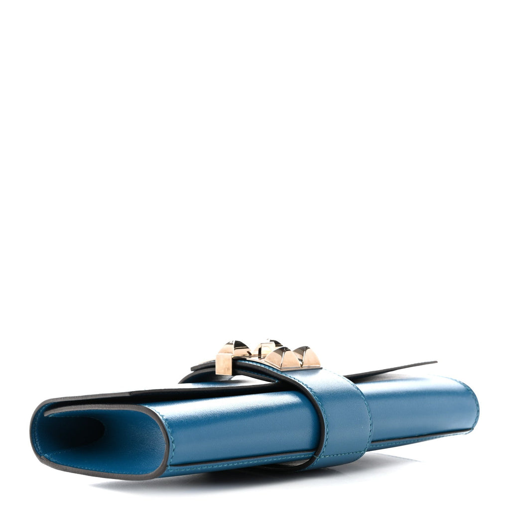 Hermès Tadelakt Medor 23 Clutch Bleu Izmir