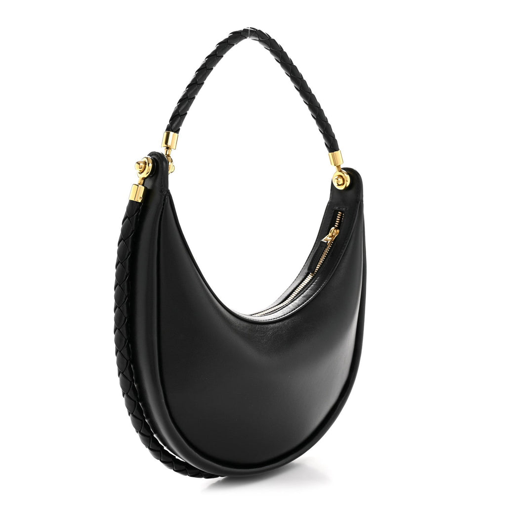 Bottega Veneta Smooth Calfskin Hula Hoop Shoulder Bag Black