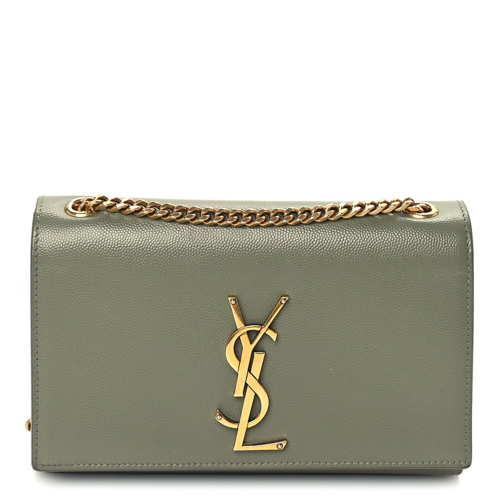 Saint Laurent Grain De Poudre Small Monogram Kate Satchel Green