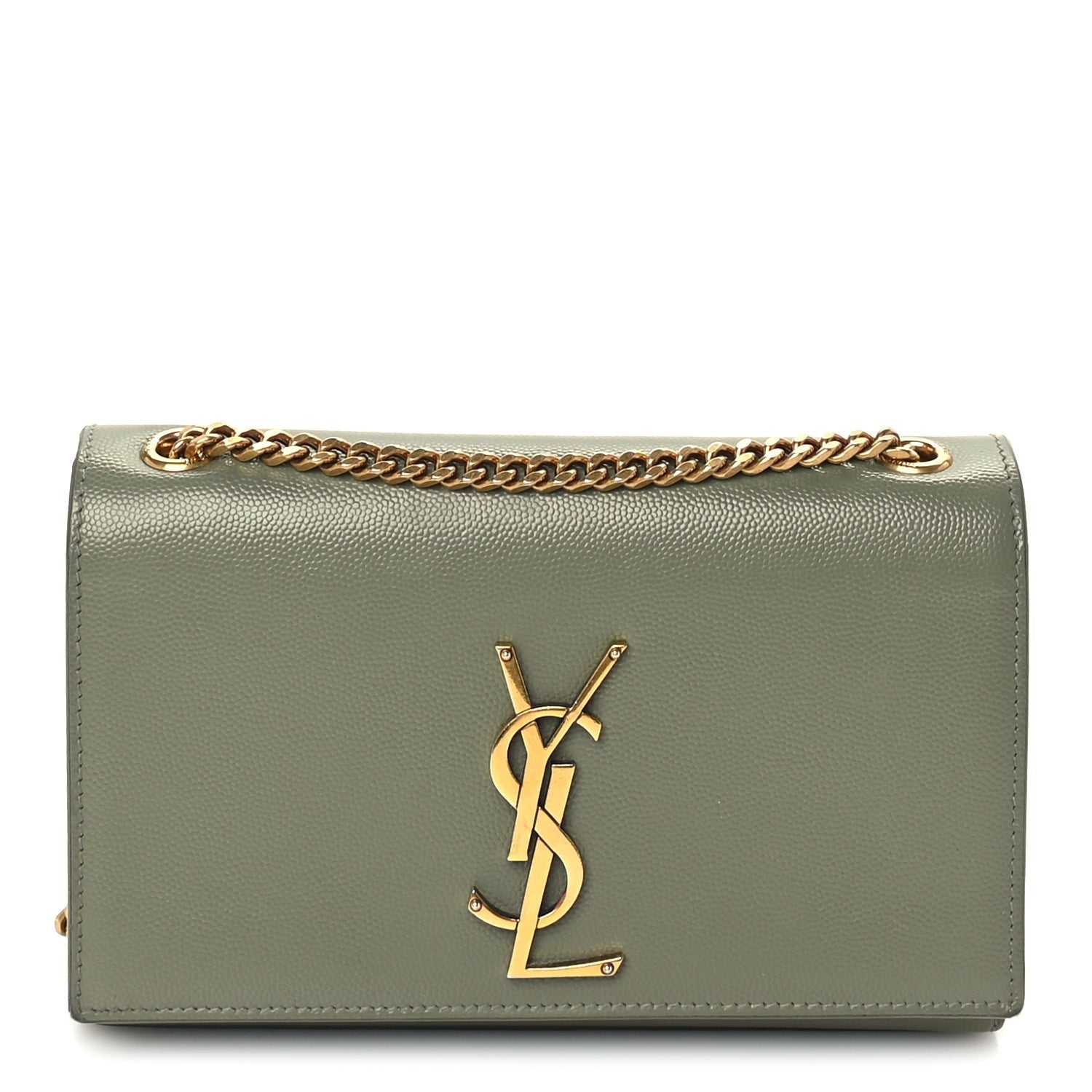 Saint Laurent Grain De Poudre Small Monogram Kate Satchel Green