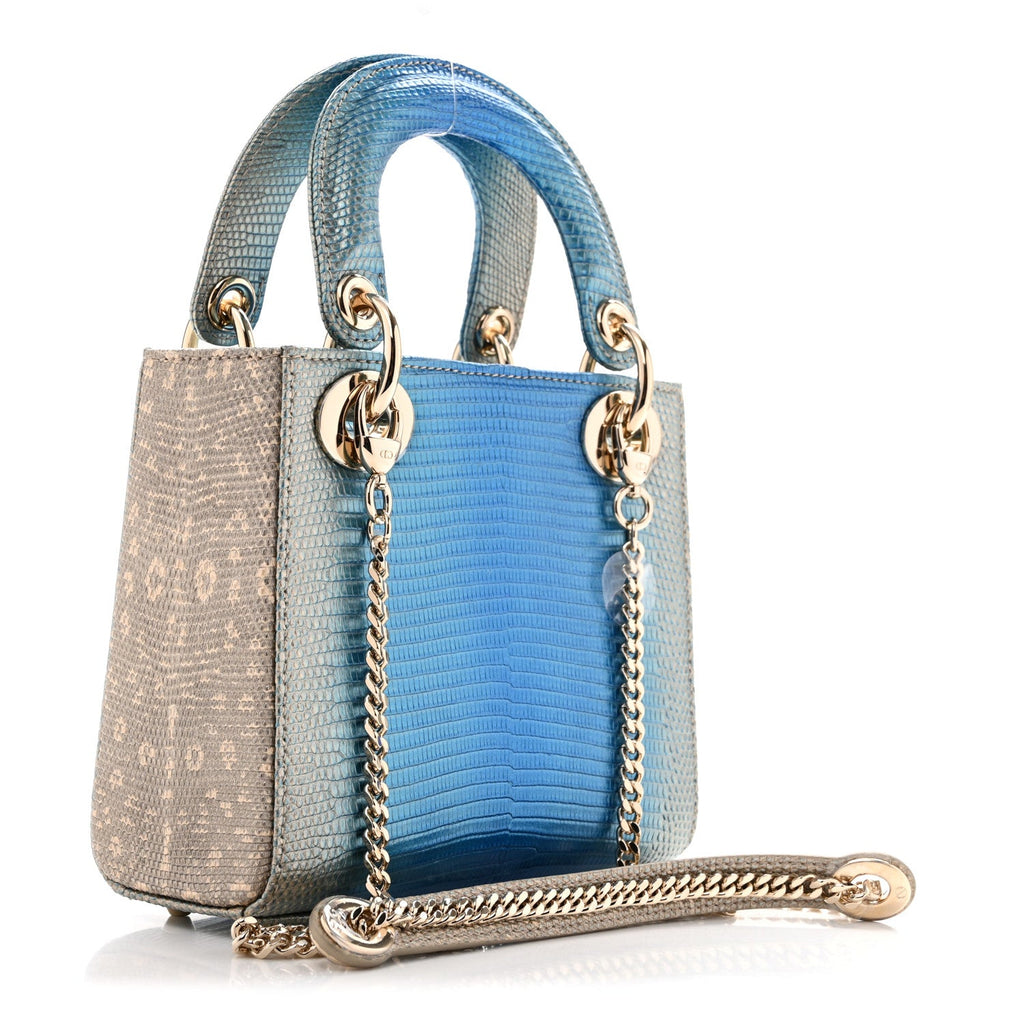 Dior Lizard Gradient Mini Lady Dior Metal Blue