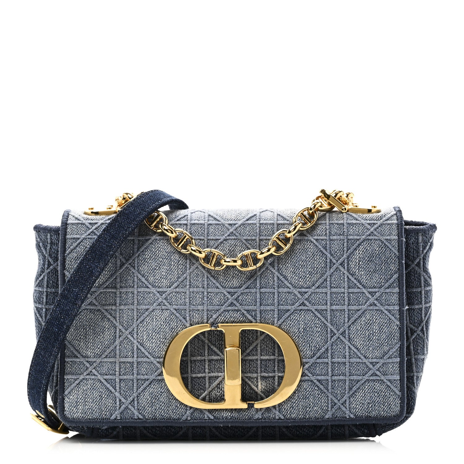 Dior Denim Cannage Small Caro Bag Blue