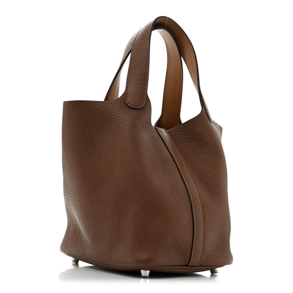 Hermès Taurillon Clemence Swift Eclat Picotin Lock 18 PM Alezan Biscuit