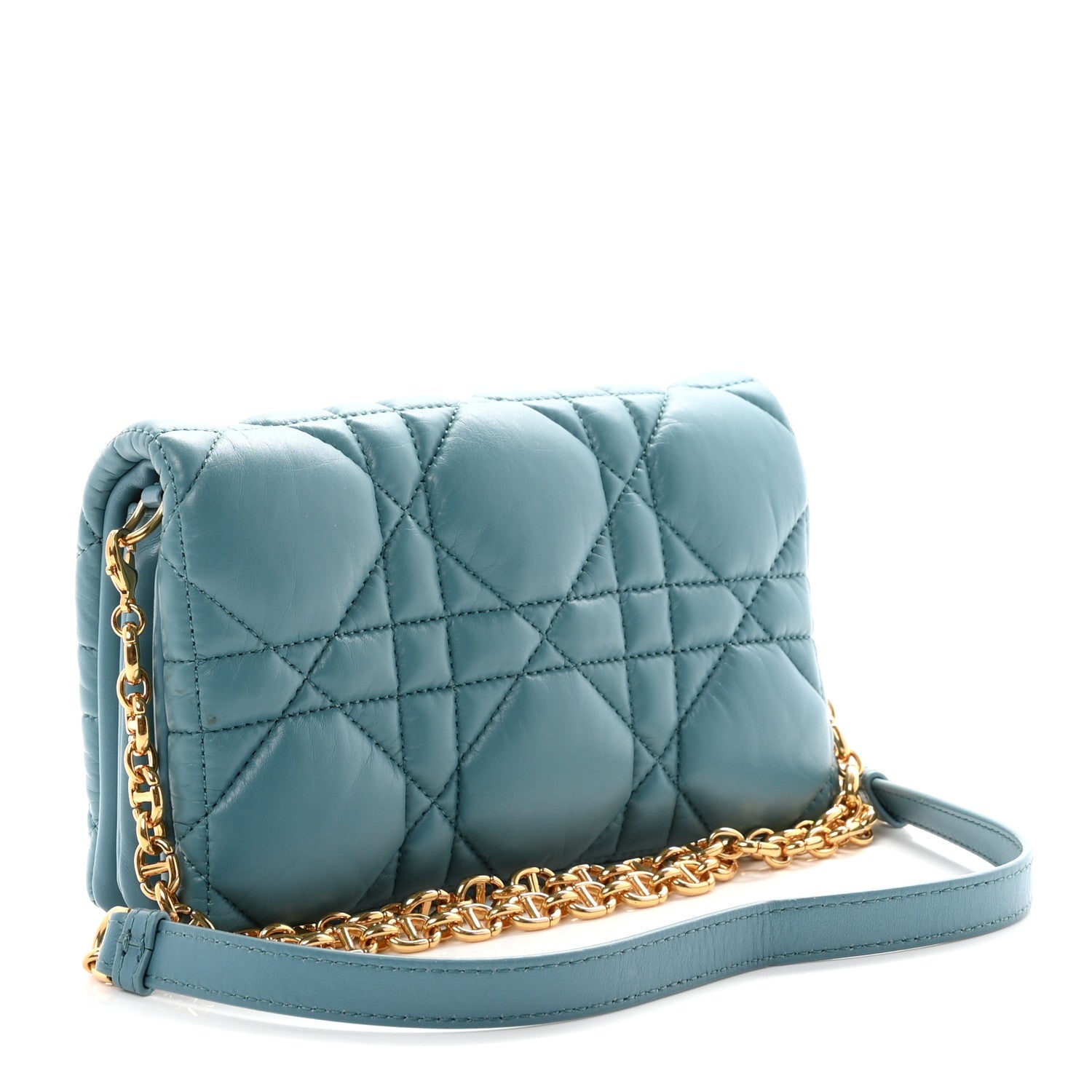 Dior Calfskin Macrocannage Mini Caro Bag Horizon Blue