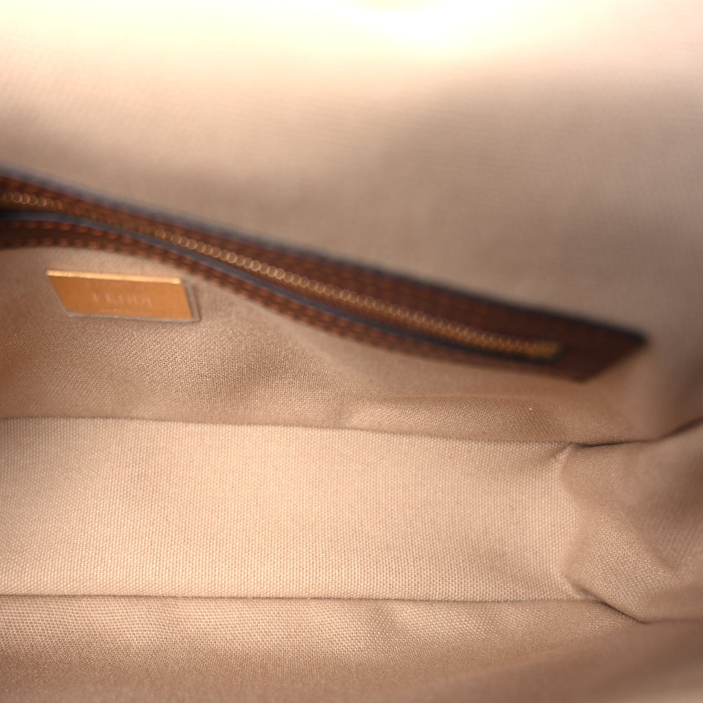 Fendi Sardinian Jacquard Vitello King FF 1974 Embroidered Baguette Sand Ghianda