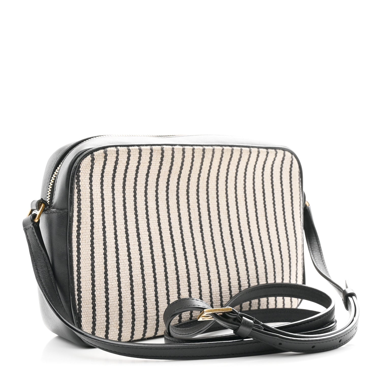 Saint Laurent Canvas Calfskin Monogram Lou Camera Bag Black Grey Cream