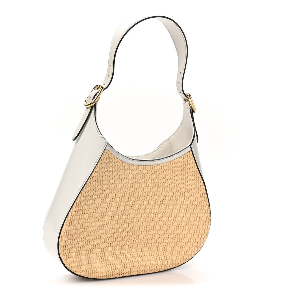 Prada Paglia Spazzolato Shoulder Bag Naturale White
