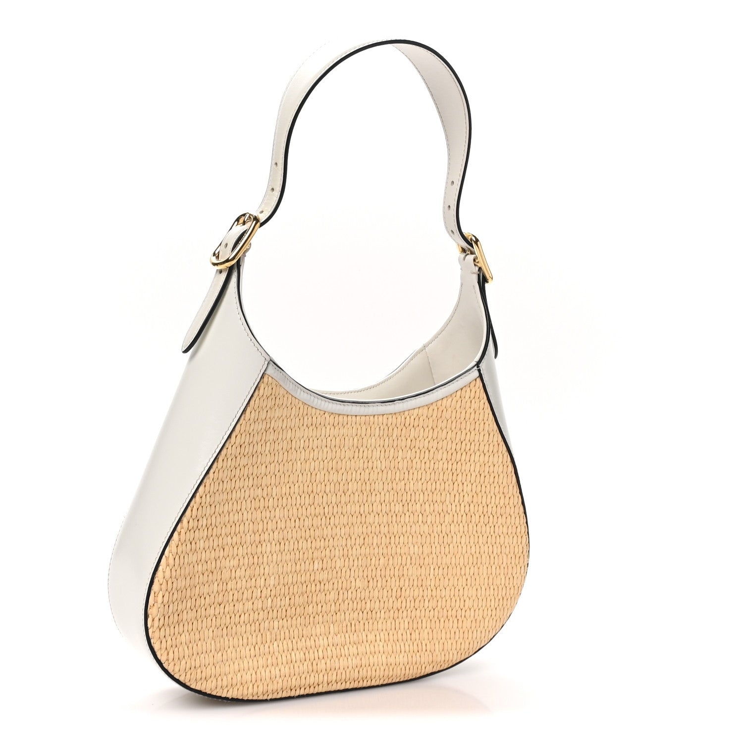 Prada Paglia Spazzolato Shoulder Bag Naturale White