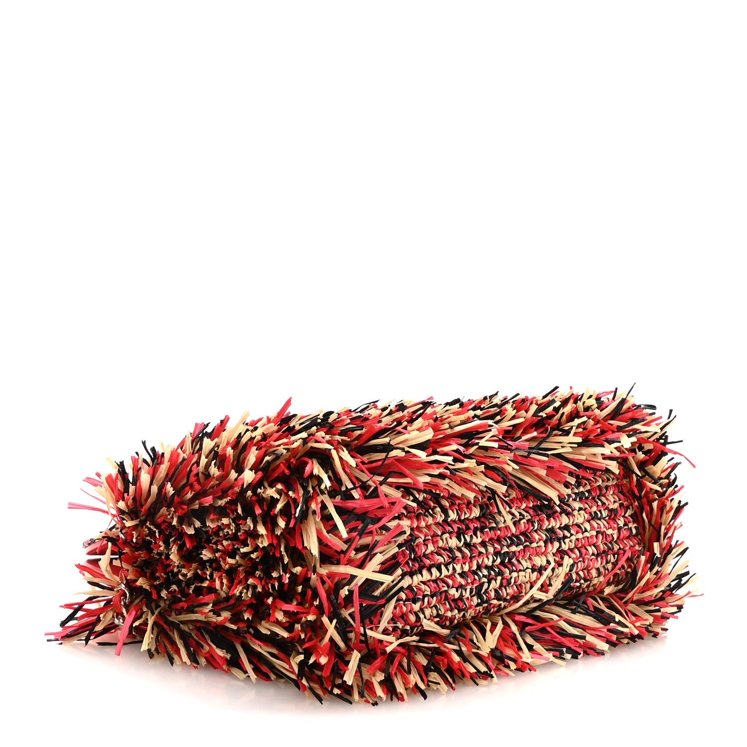 Chanel Raffia Fringe Nano Kelly Shopper Red Beige Black