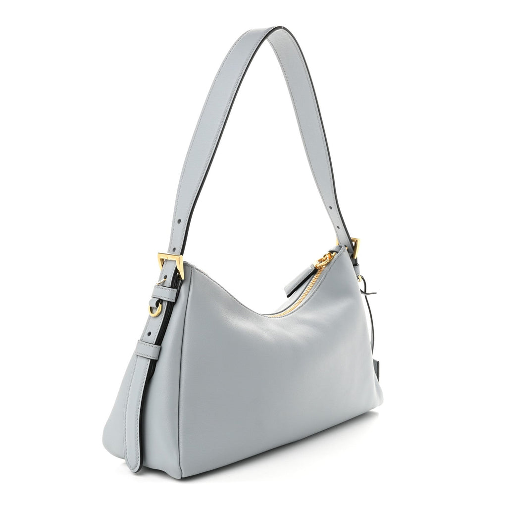 Prada Soft Calfskin Medium Aimee Shoulder Bag Opaline