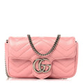 Gucci Calfskin Matelasse Super Mini GG Marmont Shoulder Bag Wild Rose