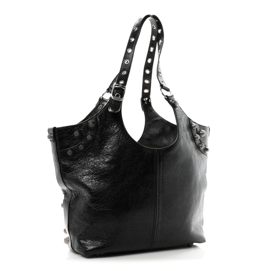 Balenciaga Agneau Arena Medium Le Cagole Carry All Bag Black