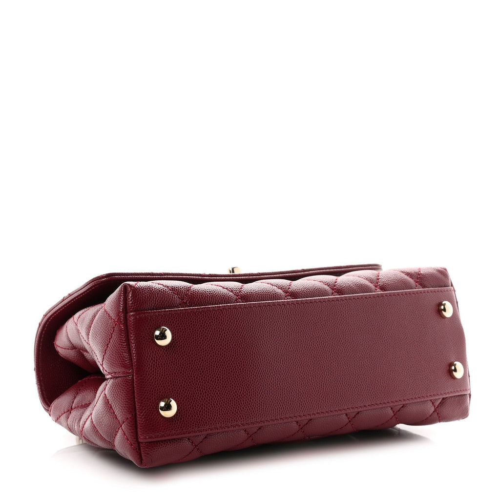 Chanel Caviar Quilted Mini Coco Handle Flap Burgundy