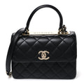 Chanel Lambskin Quilted Mini Trendy CC Dual Handle Flap Bag Black