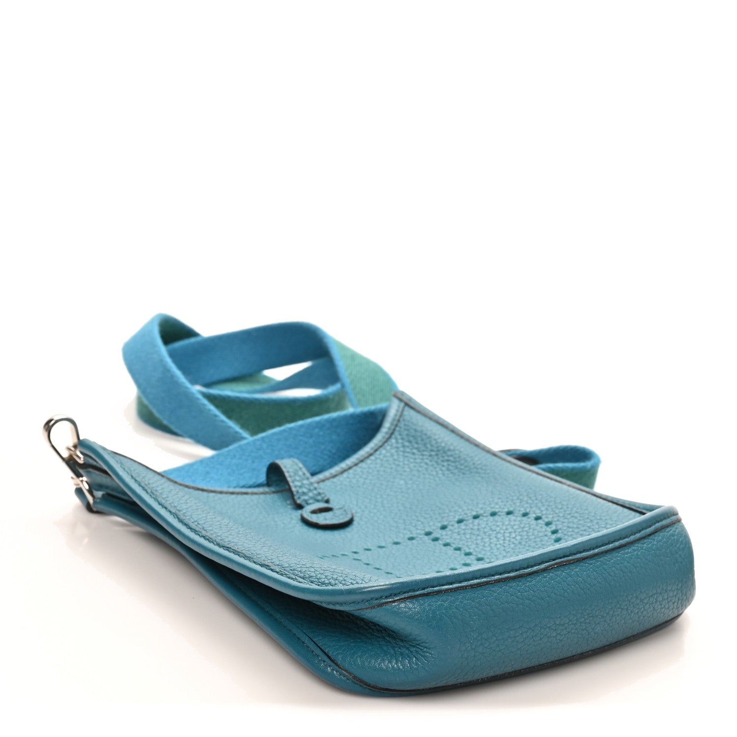Hermès Taurillon Clemence Amazone Evelyne TPM Bleu Izmir Malachite