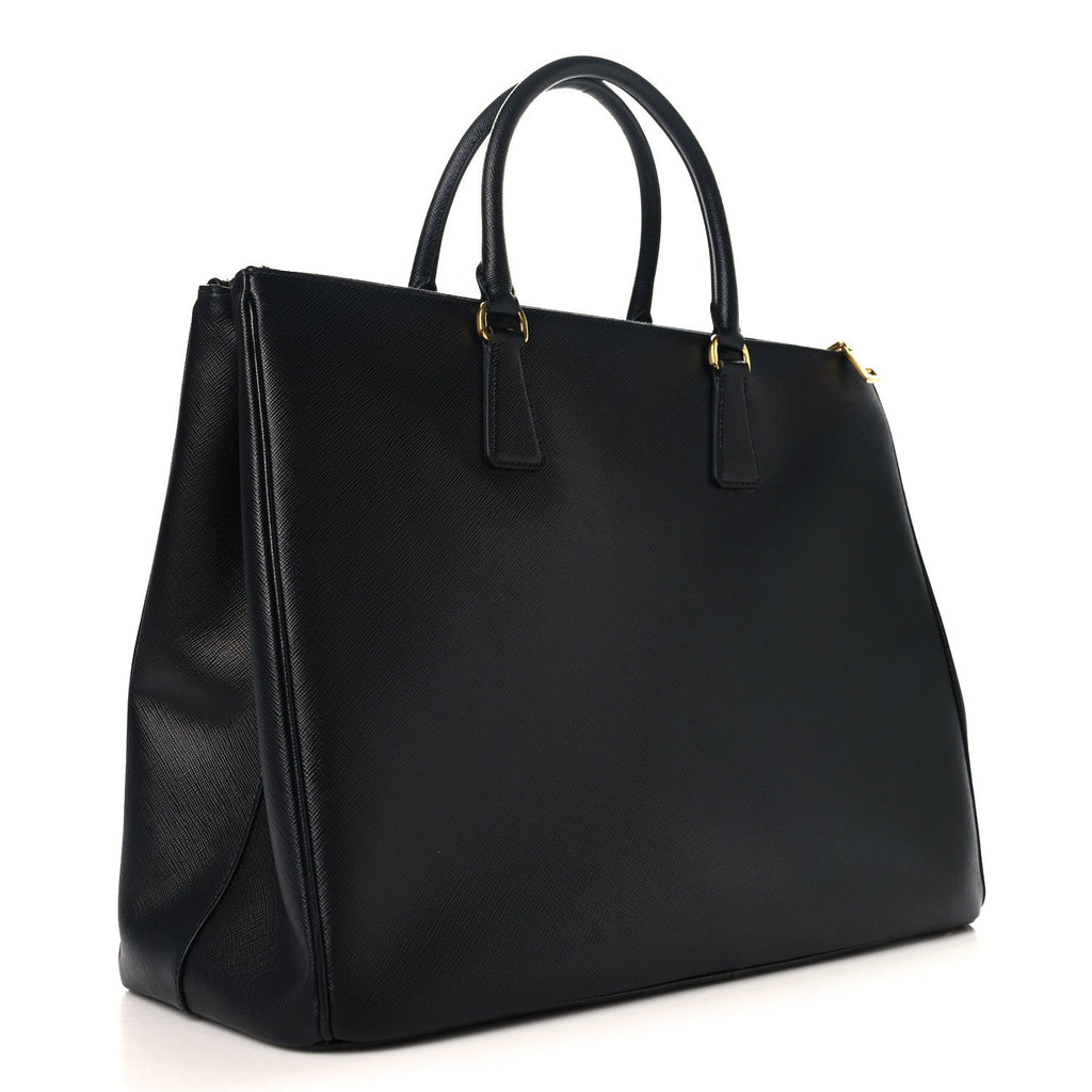Pradaaffiano Lux Extra Large Galleria Double Zip Tote Black