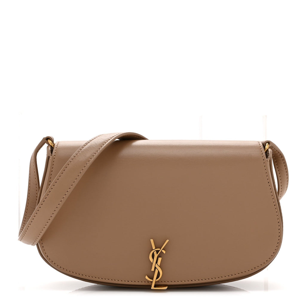 Saint Laurent Box Calfskin Mini Voltaire Shoulder Bag Dark Cork